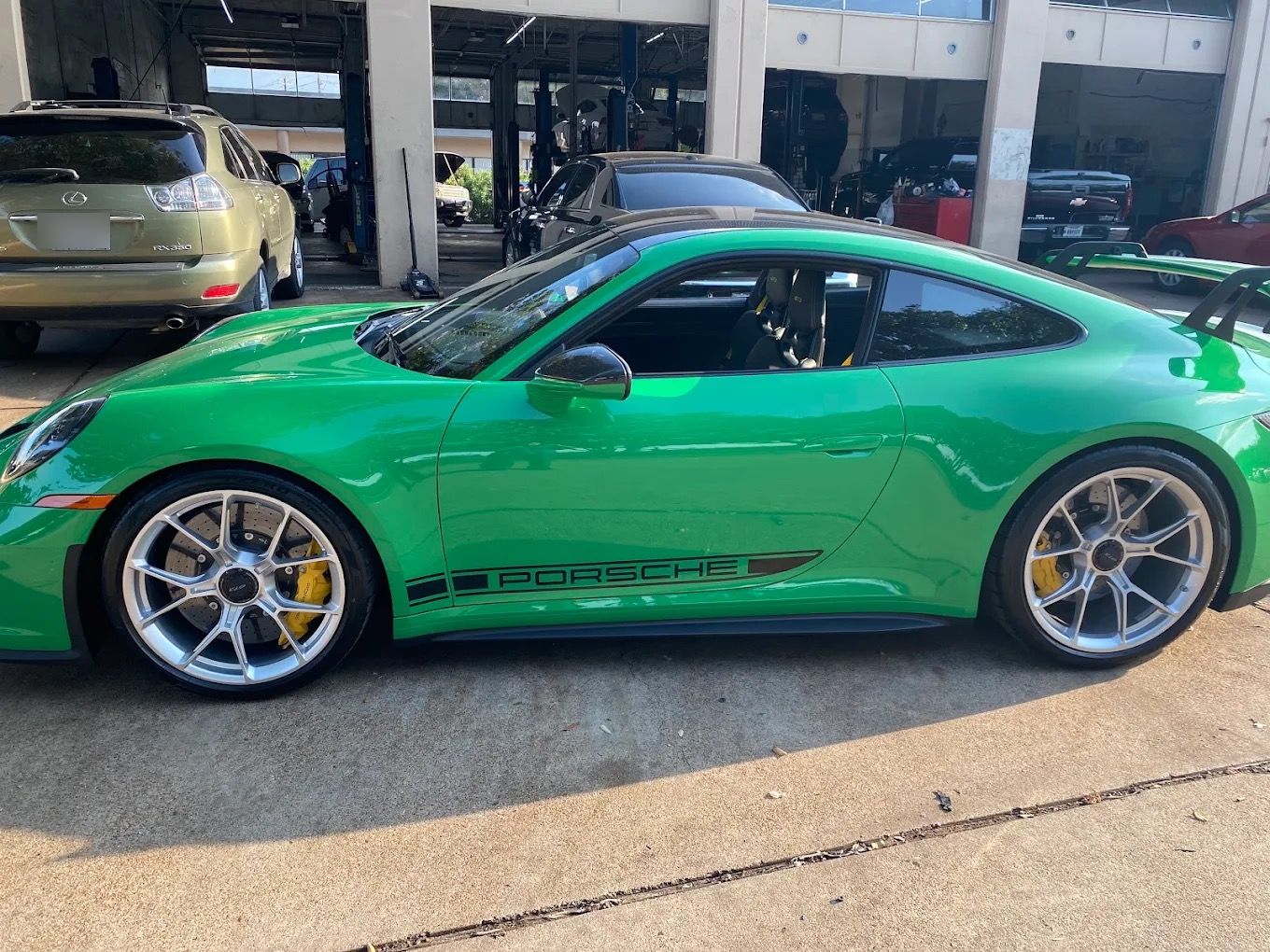 Porsche GT3 in the service bay